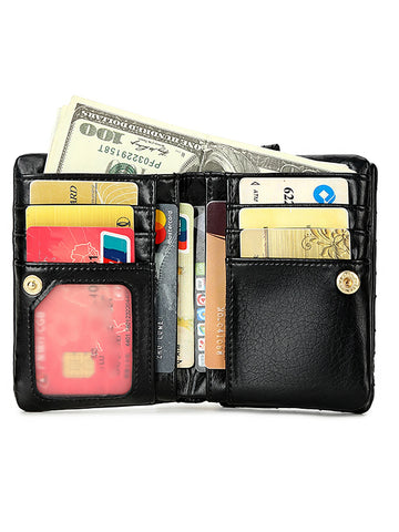 Xajzpa Women's Vintage Short Wallet, Bifold Clutch Coin Purse, Solid Color Purse With Wristband